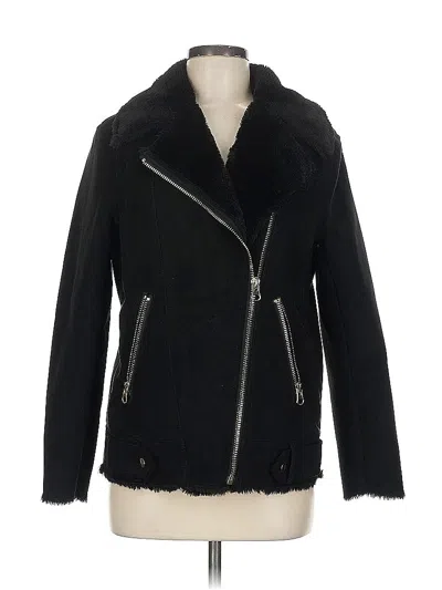 Pre-owned H&m Faux Fur Jacket In Black