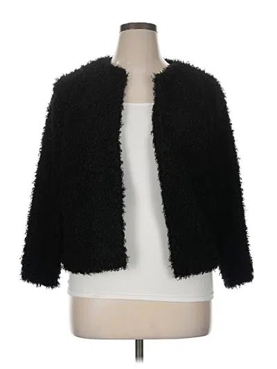 Pre-owned H&m Faux Fur Jacket In Black