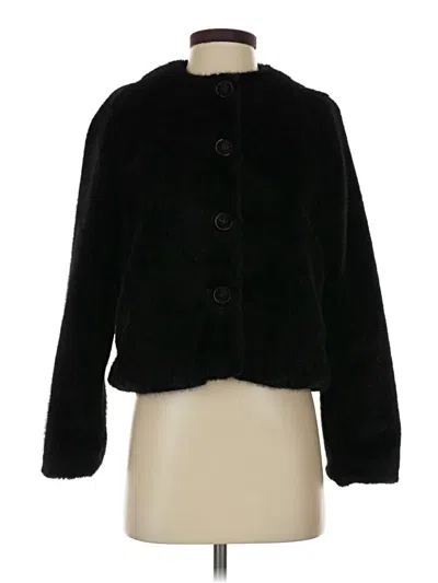 Pre-owned H&m Faux Fur Jacket In Black