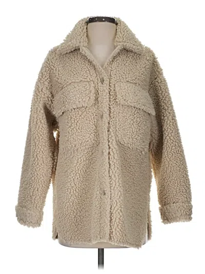 Pre-owned H&m Faux Fur Jacket In Tan