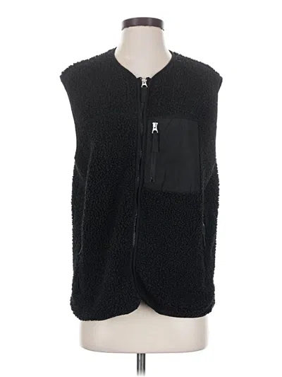 Pre-owned H&m Faux Fur Vest In Black
