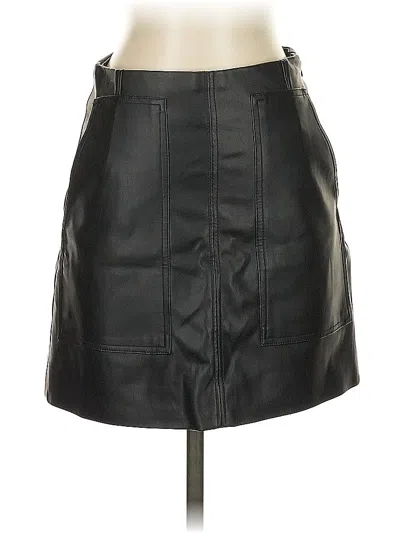 Pre-owned H&m Faux Leather Skirt In Black