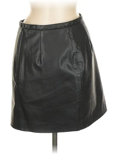 Pre-owned H&m Faux Leather Skirt In Black
