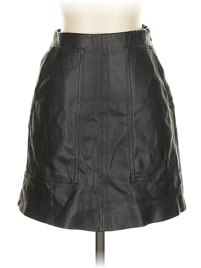 Pre-owned H&m Faux Leather Skirt In Black