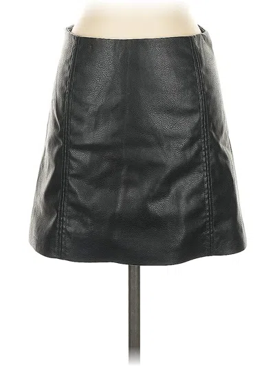 Pre-owned H&m Faux Leather Skirt In Black