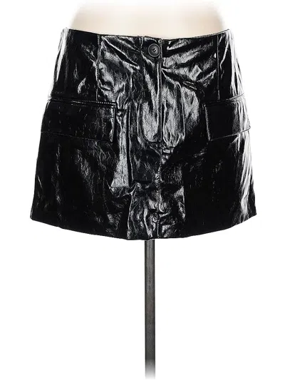 Pre-owned H&m Faux Leather Skirt In Black