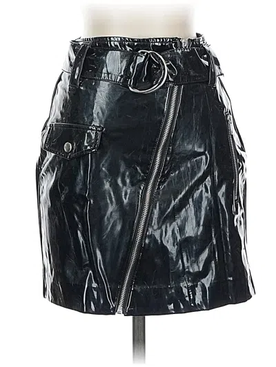 Pre-owned H&m Faux Leather Skirt In Black