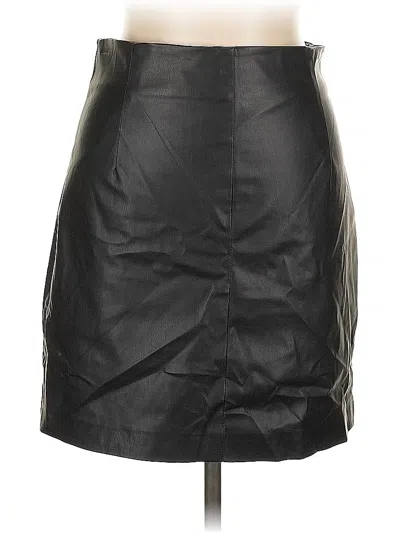 Pre-owned H&m Faux Leather Skirt In Black