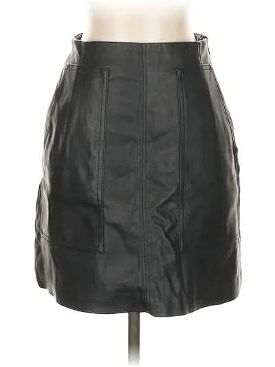 Pre-owned H&m Faux Leather Skirt In Black