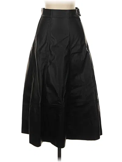 Pre-owned H&m Faux Leather Skirt In Black