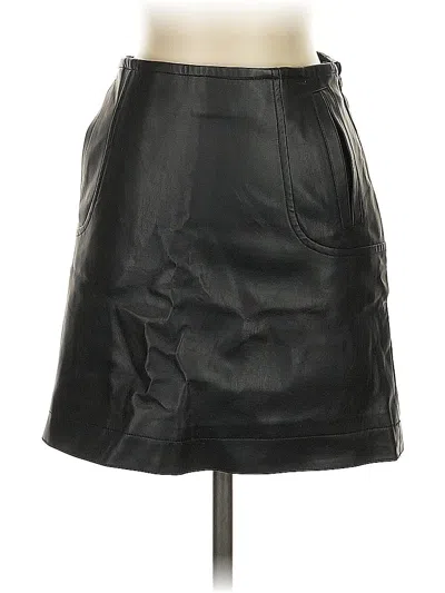 Pre-owned H&m Faux Leather Skirt In Black