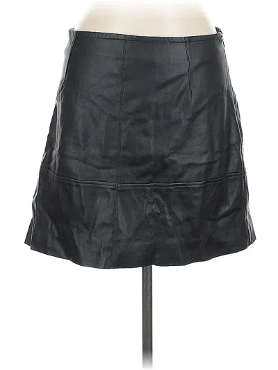 Pre-owned H&m Faux Leather Skirt In Black