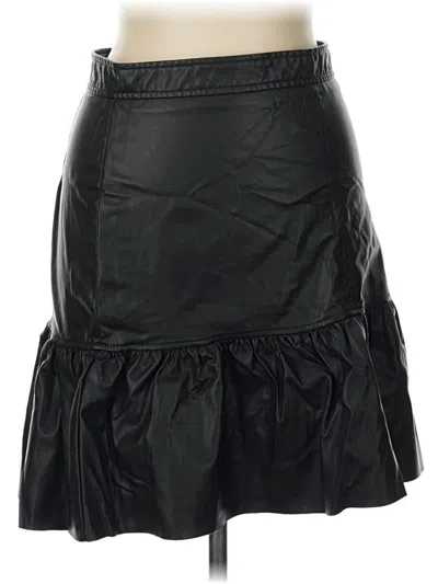Pre-owned H&m Faux Leather Skirt In Black