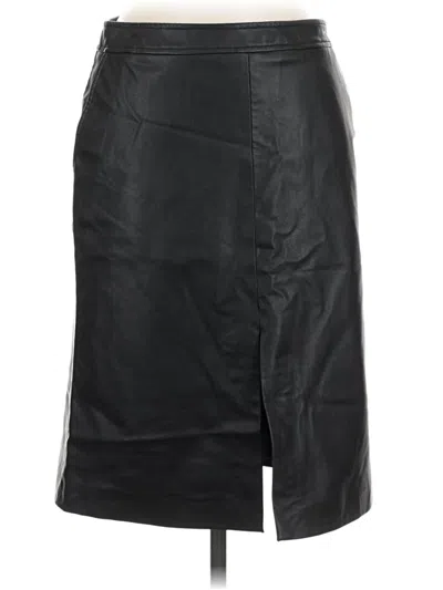 Pre-owned H&m Faux Leather Skirt In Black