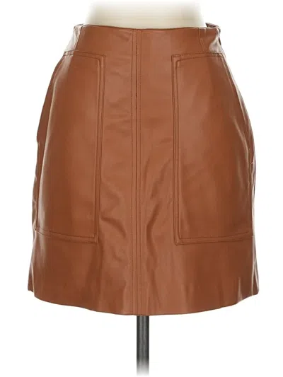 Pre-owned H&m Faux Leather Skirt In Brown