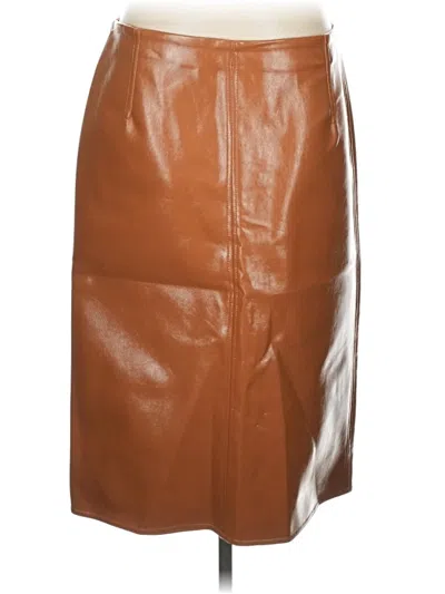 Pre-owned H&m Faux Leather Skirt In Brown