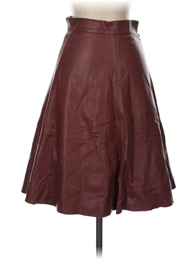 Pre-owned H&m Faux Leather Skirt In Burgundy