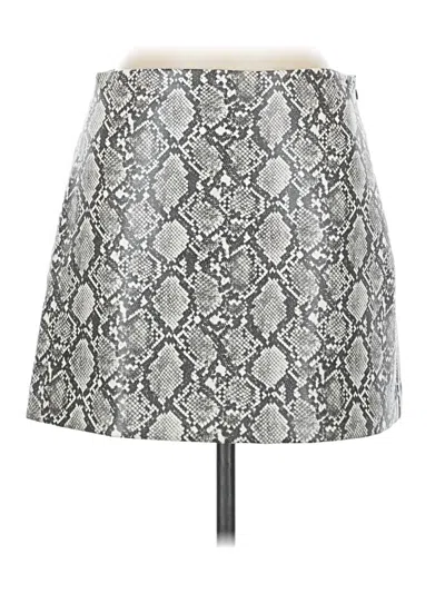 Pre-owned H&m Faux Leather Skirt In Gray