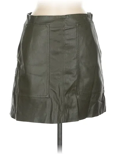 Pre-owned H&m Faux Leather Skirt In Green