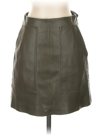 Pre-owned H&m Faux Leather Skirt In Green