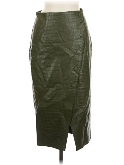 Pre-owned H&m Faux Leather Skirt In Green