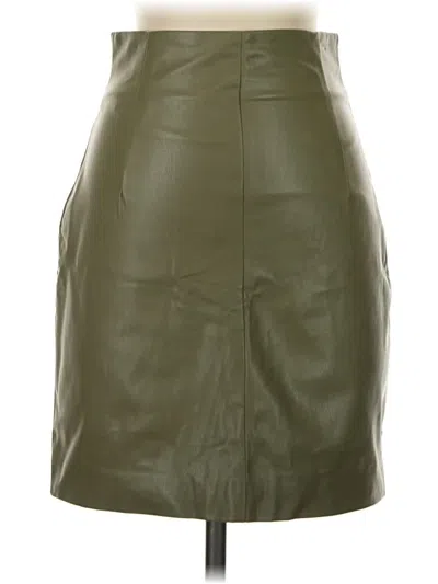 Pre-owned H&m Faux Leather Skirt In Green