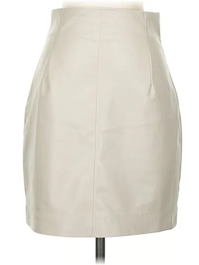 Pre-owned H&m Faux Leather Skirt In Ivory
