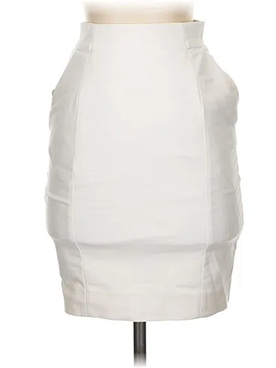 Pre-owned H&m Faux Leather Skirt In White