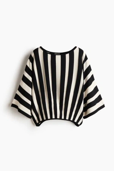 H&m Fine-knit Boat-neck Top In Black
