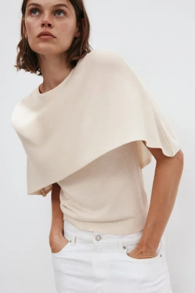 H&m Fine-knit Cape Top In White
