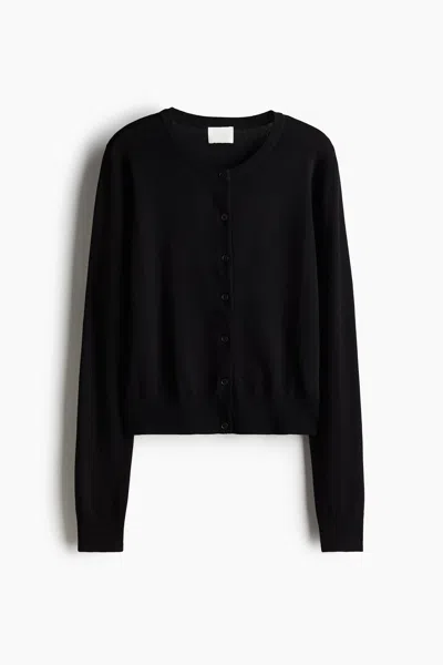 H&m Fine-knit Cardigan In Black
