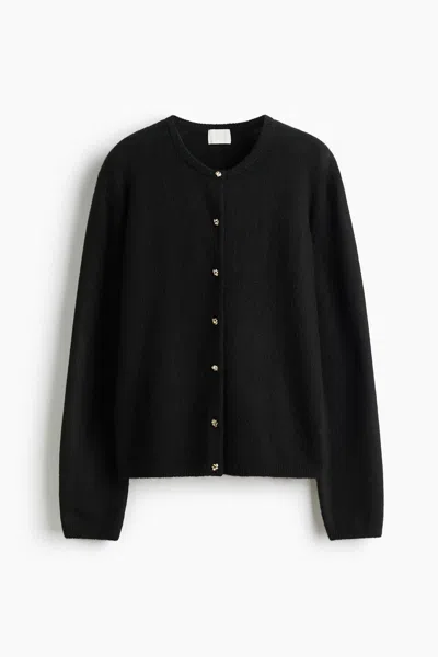 H&m Fine-knit Cardigan In Black