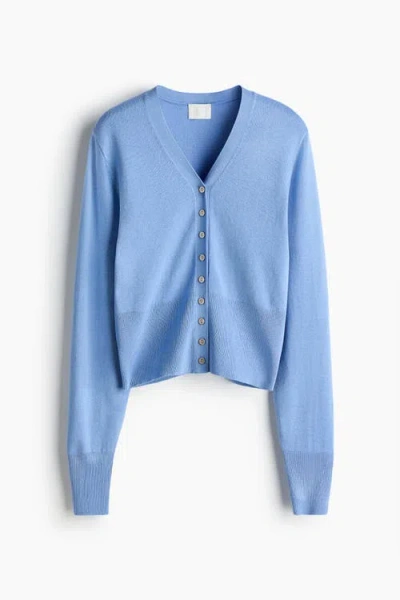 H&m Fine-knit Cardigan In Blue