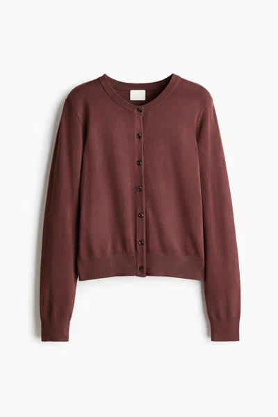 H&m Fine-knit Cardigan In Burgundy