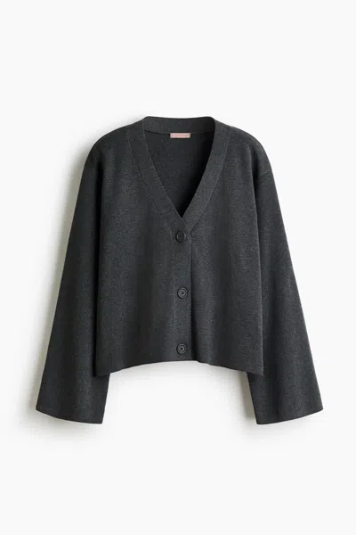H&m Fine-knit Cardigan In Gray