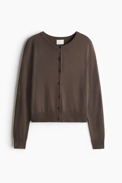 H&m Fine-knit Cardigan In Brown