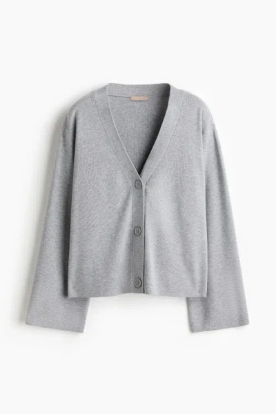 H&m Fine-knit Cardigan In Gray