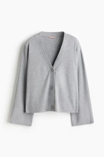 H&m Fine-knit Cardigan In Gray