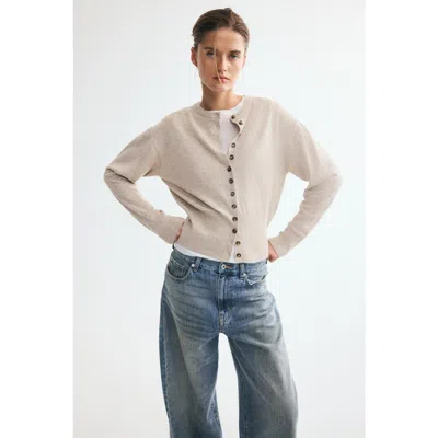 H&m Fine-knit Cardigan In Light Beige Melange