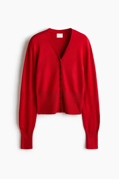 H&m Fine-knit Cardigan In Red