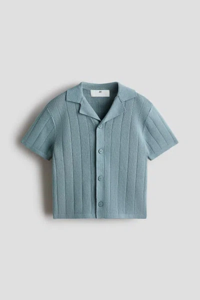 H&m Kids'  Fine-knit Cotton Resort Shirt In Gray