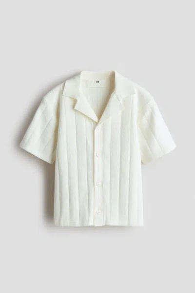 H&m Kids'  Fine-knit Cotton Resort Shirt In White