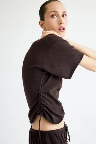 H&m Fine-knit Drawstring-detail Top In Brown