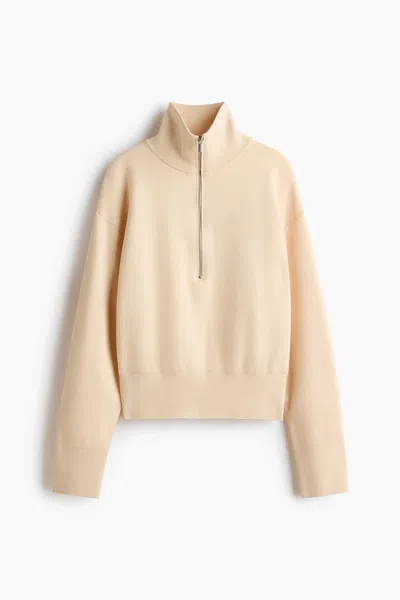 H&m Fine-knit Half-zip Sweater In Yellow