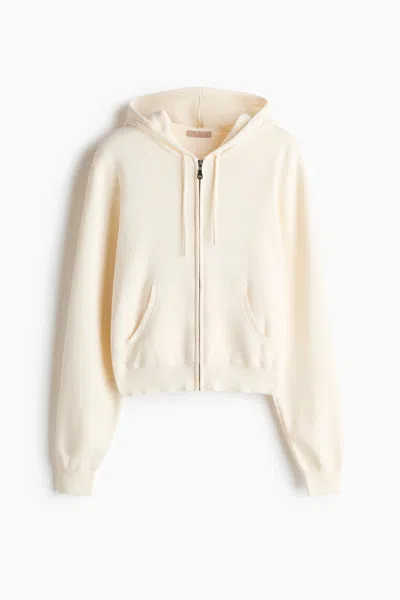 H&m Fine-knit Hooded Jacket In Pink
