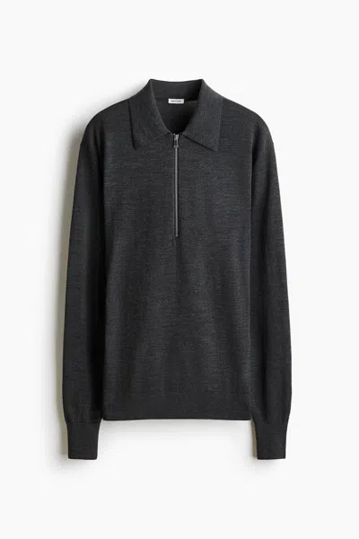 H&m Fine-knit Merino Wool Polo Shirt In Multi