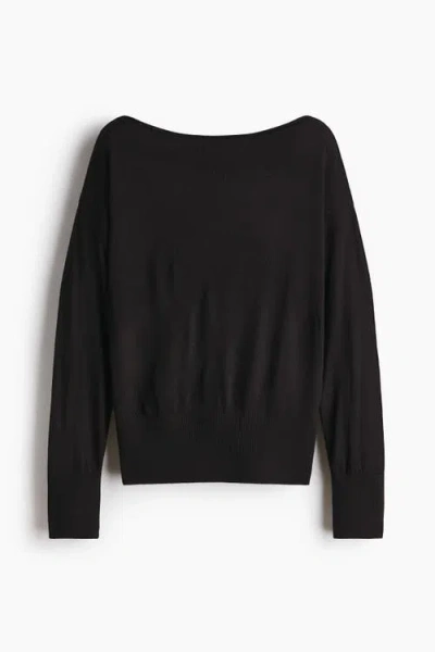 H&m Fine-knit One-shoulder Top In Black