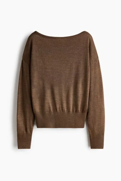 H&m Fine-knit One-shoulder Top In Brown