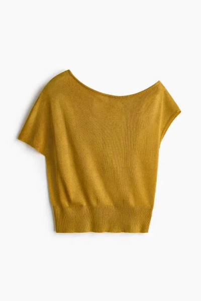 H&m Fine-knit One-shoulder Top In Yellow
