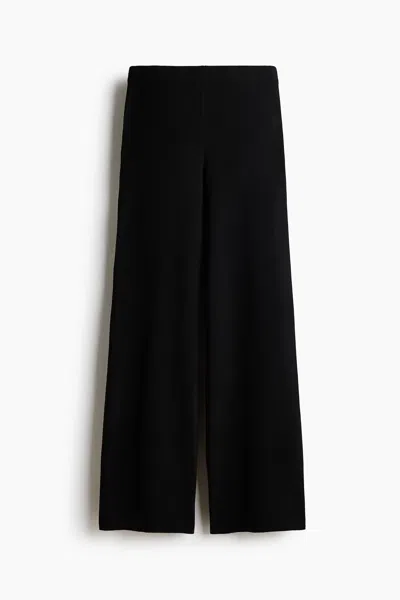 H&m Wide-leg Knit Pants In Black